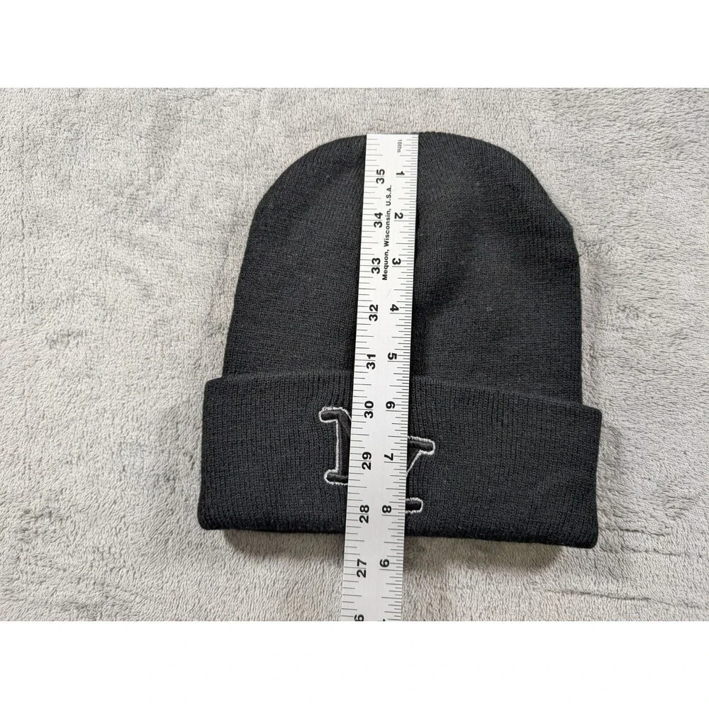 NY New York Beanie Black Knit Hat Cuffed Embroidered Logo Unisex New Acrylic